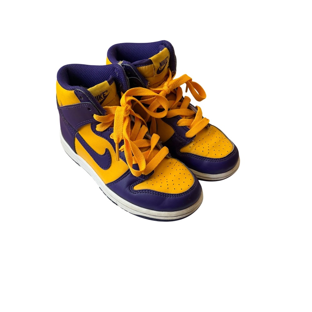 Nike Dunk High Varsity Purple University Gold Lakers Kids Shoes 13C DZ4455-500 - Picture 4 of 8